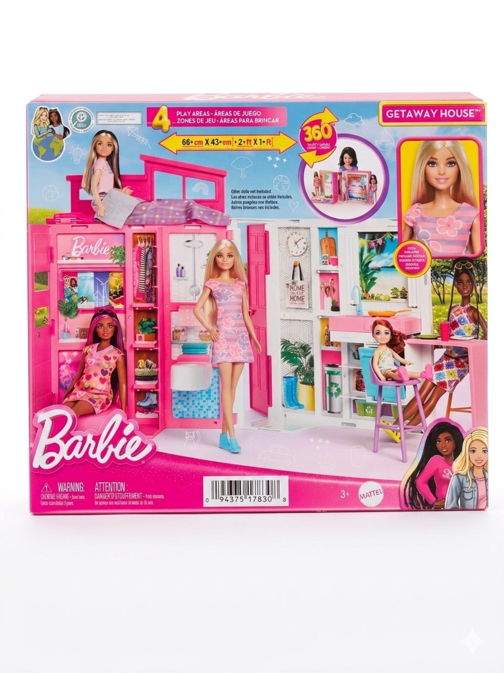 Barbie Getaway House Playset - Pink, White, Blue Accents